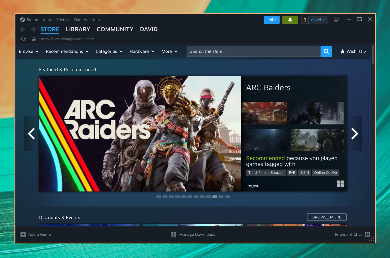 Το Steam δείχνει το κατάστημά του στο Omarchy